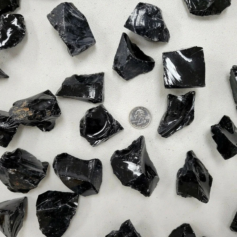 Natural Black Obsidian Irregular Shape Raw Quartz