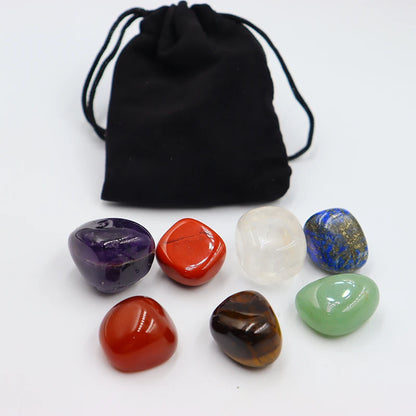 7pc/set Natural crystal Polished Energy Stone Agate Chakra Reiki Healing