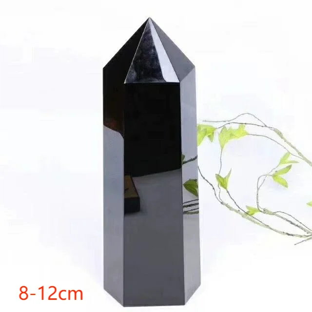 1 pieza de columna Hexagonal de cristal curativo de varita de obsidiana Natural