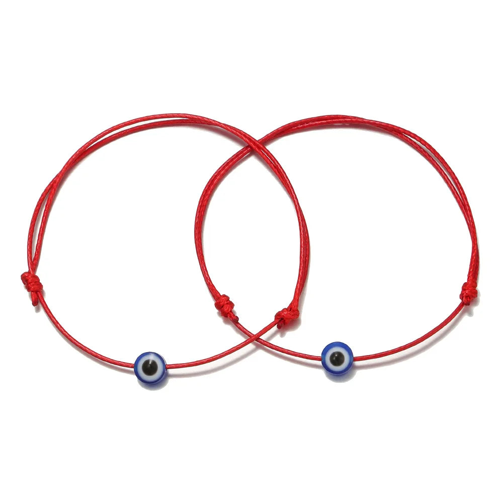 2 piezas pulsera de la suerte tejida con mal de ojo