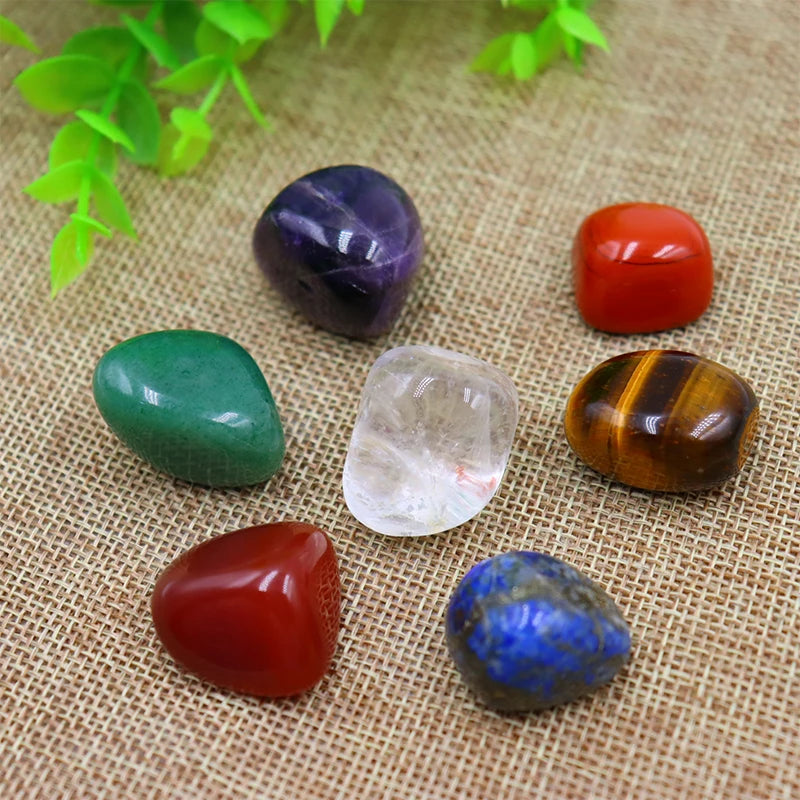 7pc/set Natural crystal Polished Energy Stone Agate Chakra Reiki Healing