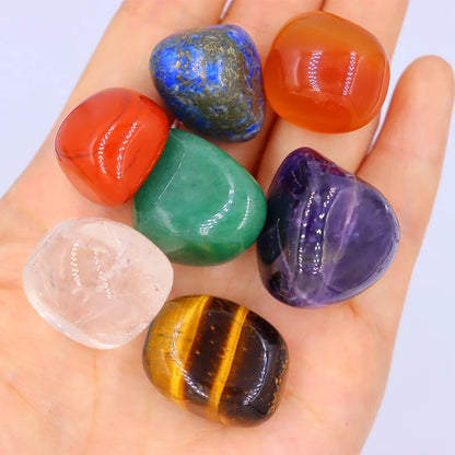 7pc/set Natural crystal Polished Energy Stone Agate Chakra Reiki Healing