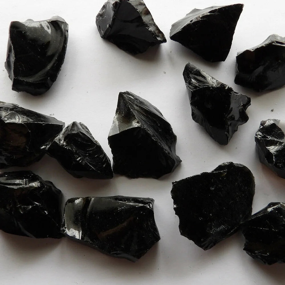 Natural Black Obsidian Irregular Shape Raw Quartz