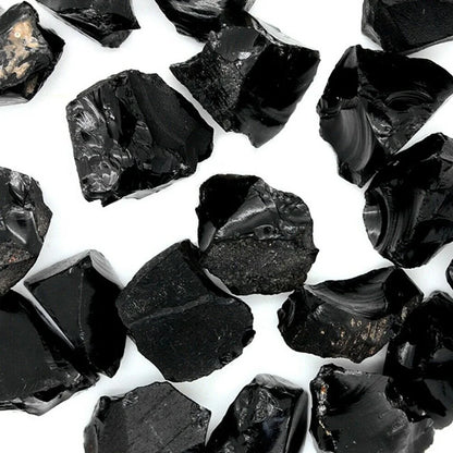 Natural Black Obsidian Irregular Shape Raw Quartz