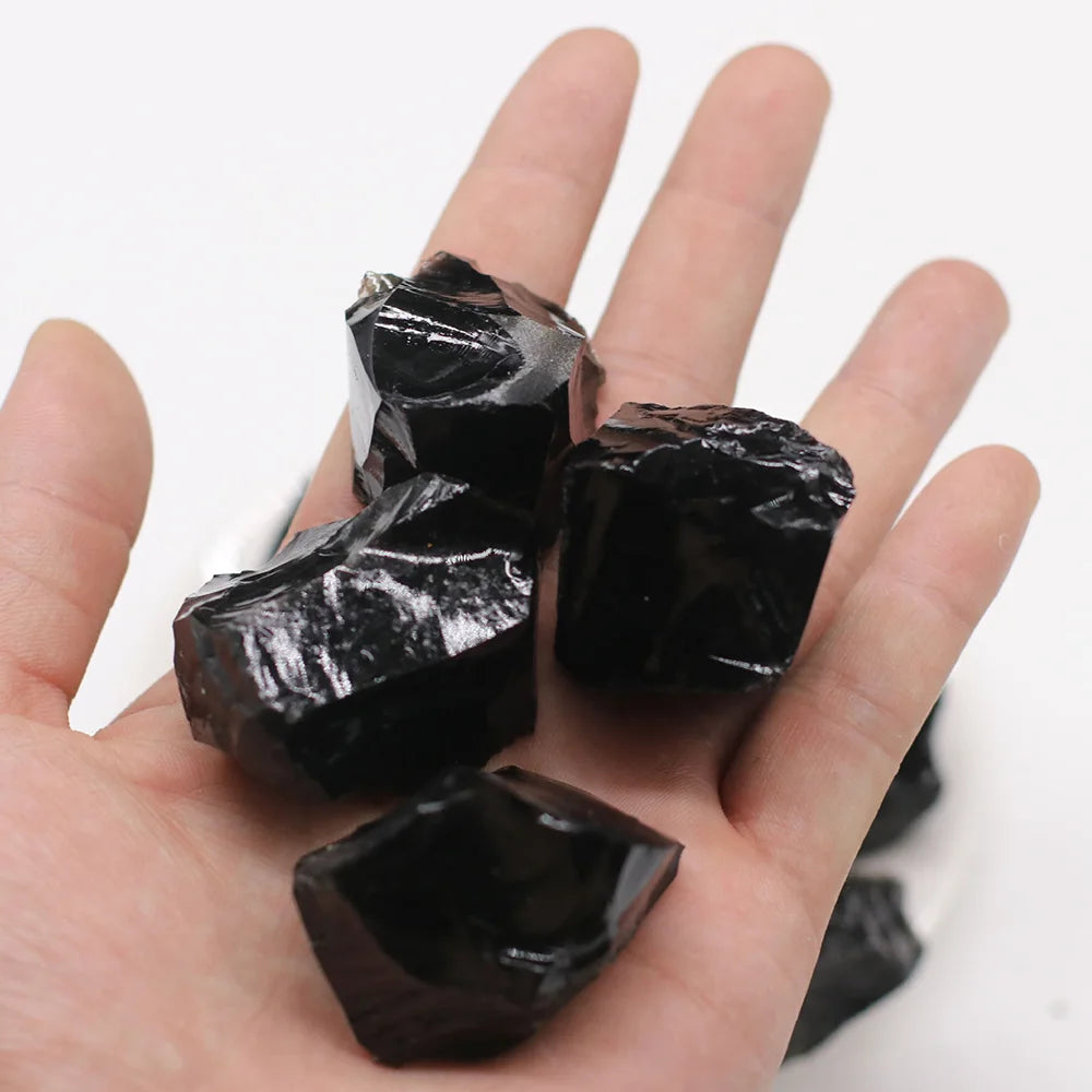 Natural Black Obsidian Irregular Shape Raw Quartz